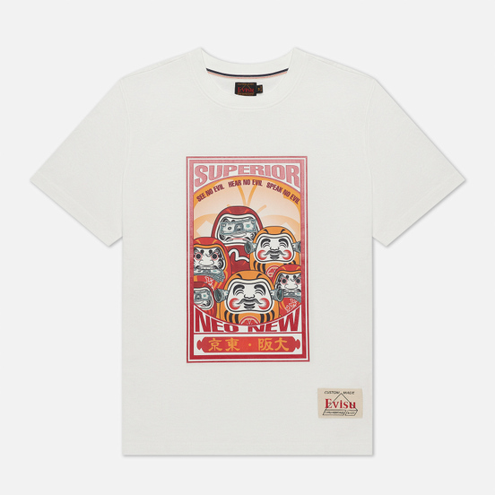Мужская футболка Evisu Heritage Three Wise Darumas Poster Print Off White