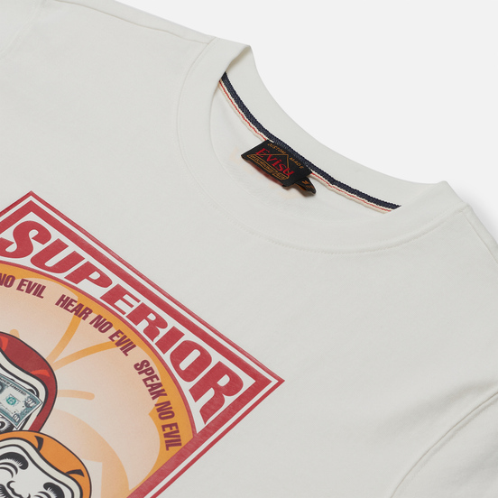 Мужская футболка Evisu Heritage Three Wise Darumas Poster Print Off White
