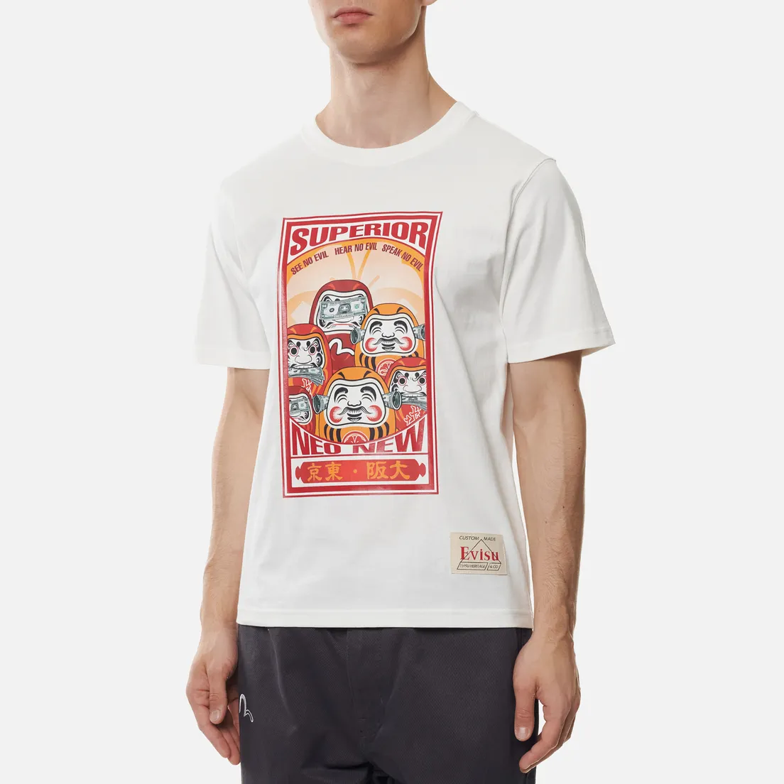 Evisu Мужская футболка Heritage Three Wise Darumas Poster Print