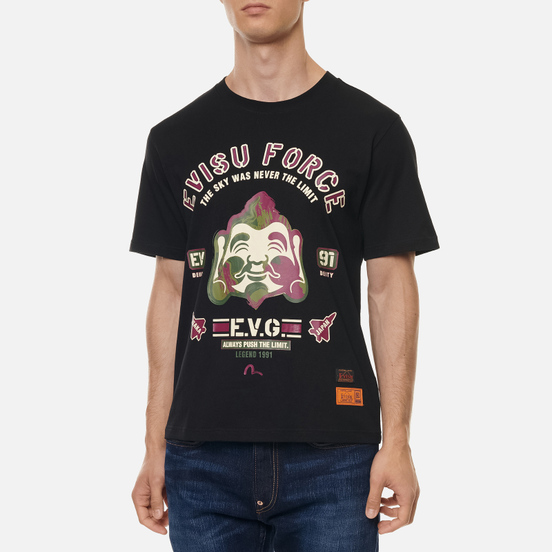 Мужская футболка Evisu Brush Godhead Printed Black