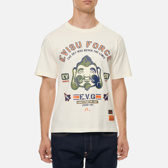 Мужская футболка Evisu Brush Godhead Printed Ecru