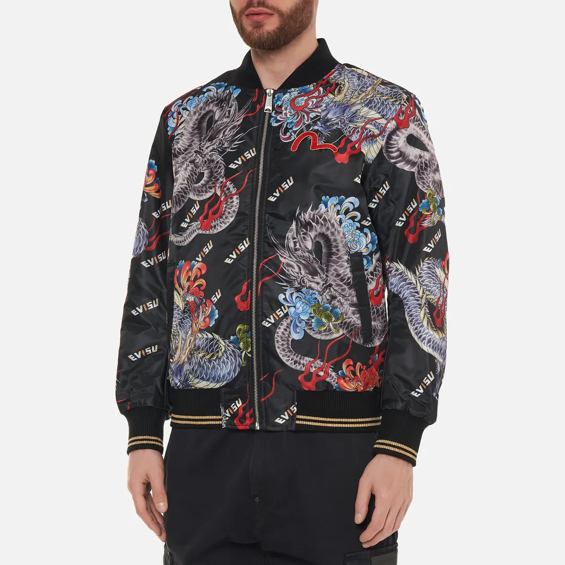 Evisu Мужская куртка бомбер Heritage Ukiyo-e Dragon All Over Print