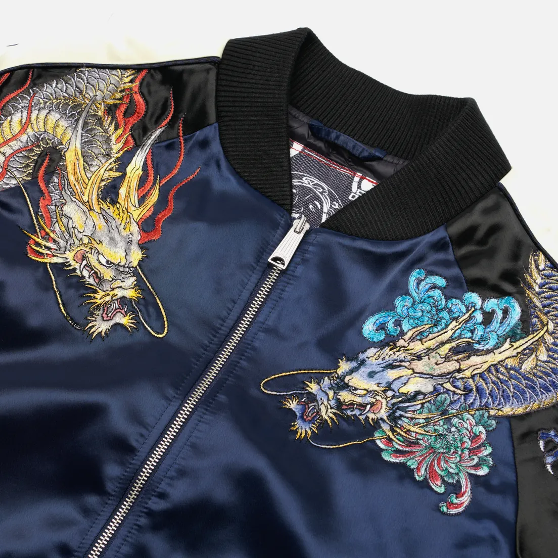 Evisu Мужская куртка бомбер Heritage Sateen Padded Souvenir Dragon Embroidered