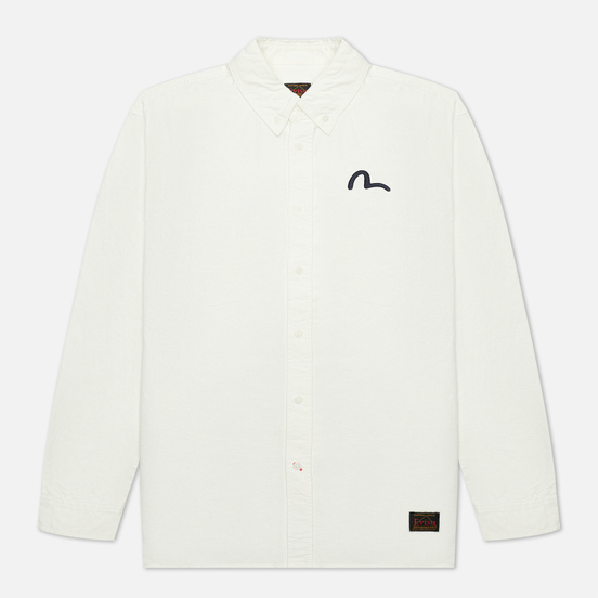Мужская рубашка Evisu Heritage Dragon & Mountain Fuji Printed Oxford Off White