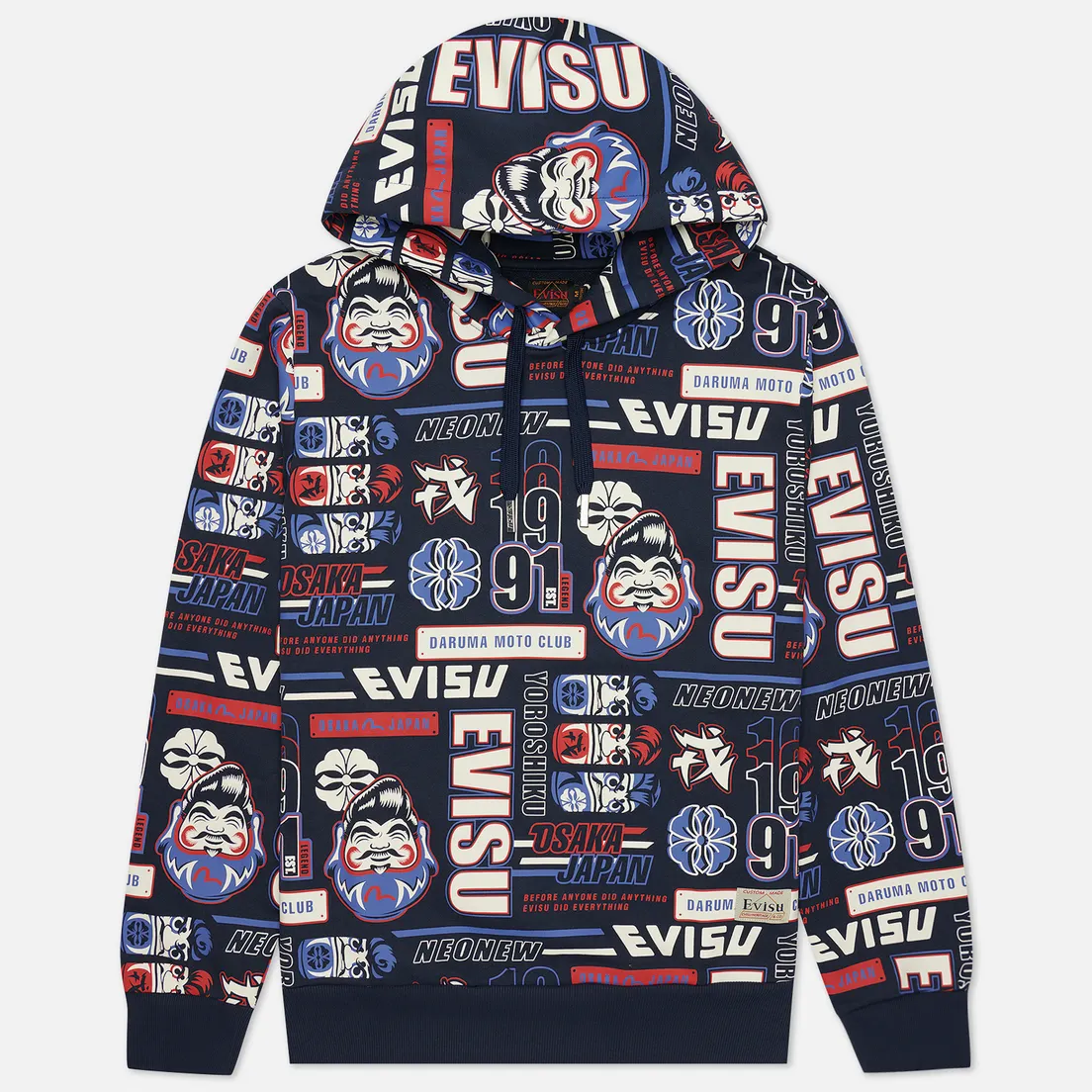 Evisu Мужская толстовка All Over Daruma And Slogan Print Hoodie