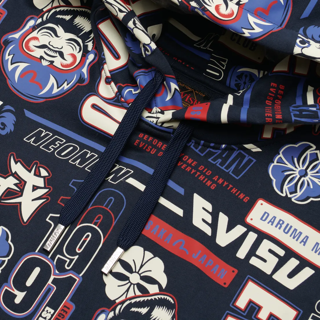 Evisu Мужская толстовка All Over Daruma And Slogan Print Hoodie