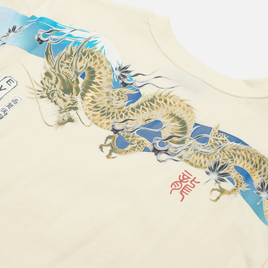 Мужская футболка Evisu Heritage Dragon & Mountain Fuji Daicock Printed Ecru