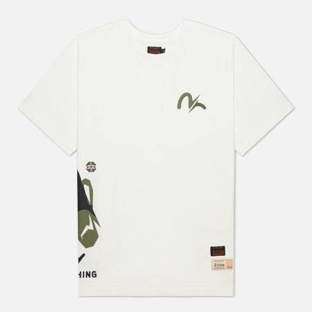 Мужская футболка Evisu Heritage Godhead & Camo Printed, цвет белый, размер S