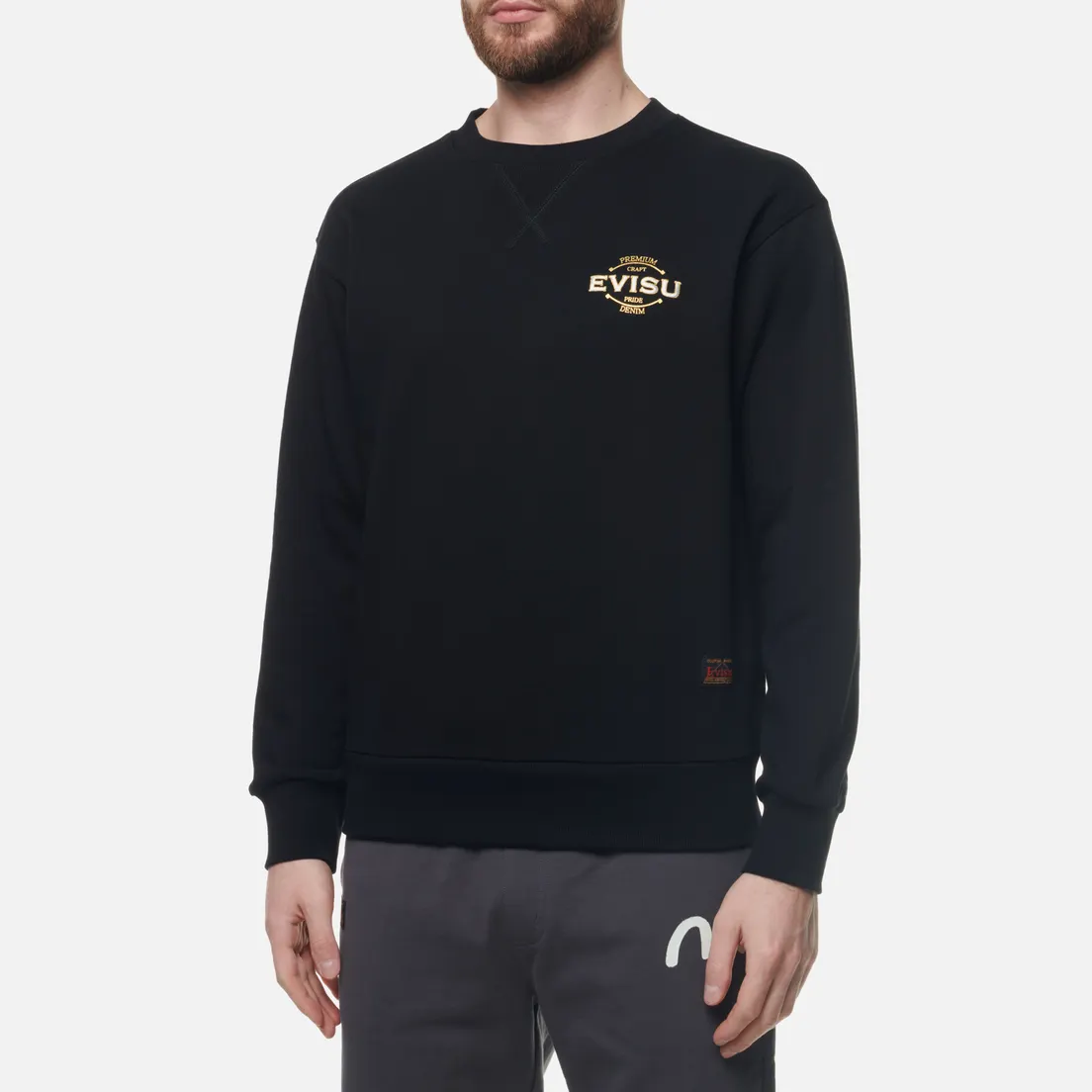 Evisu Мужская толстовка 2-Layer Hand Brush Daicock Printed