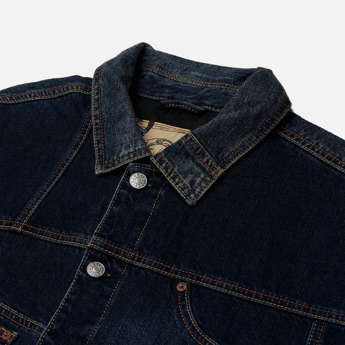Evisu Мужская джинсовая куртка Evergreen Deconstructive Denim With Daicock Print