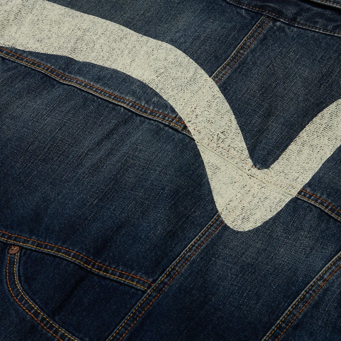 Evisu Мужская джинсовая куртка Evergreen Deconstructive Denim With Daicock Print