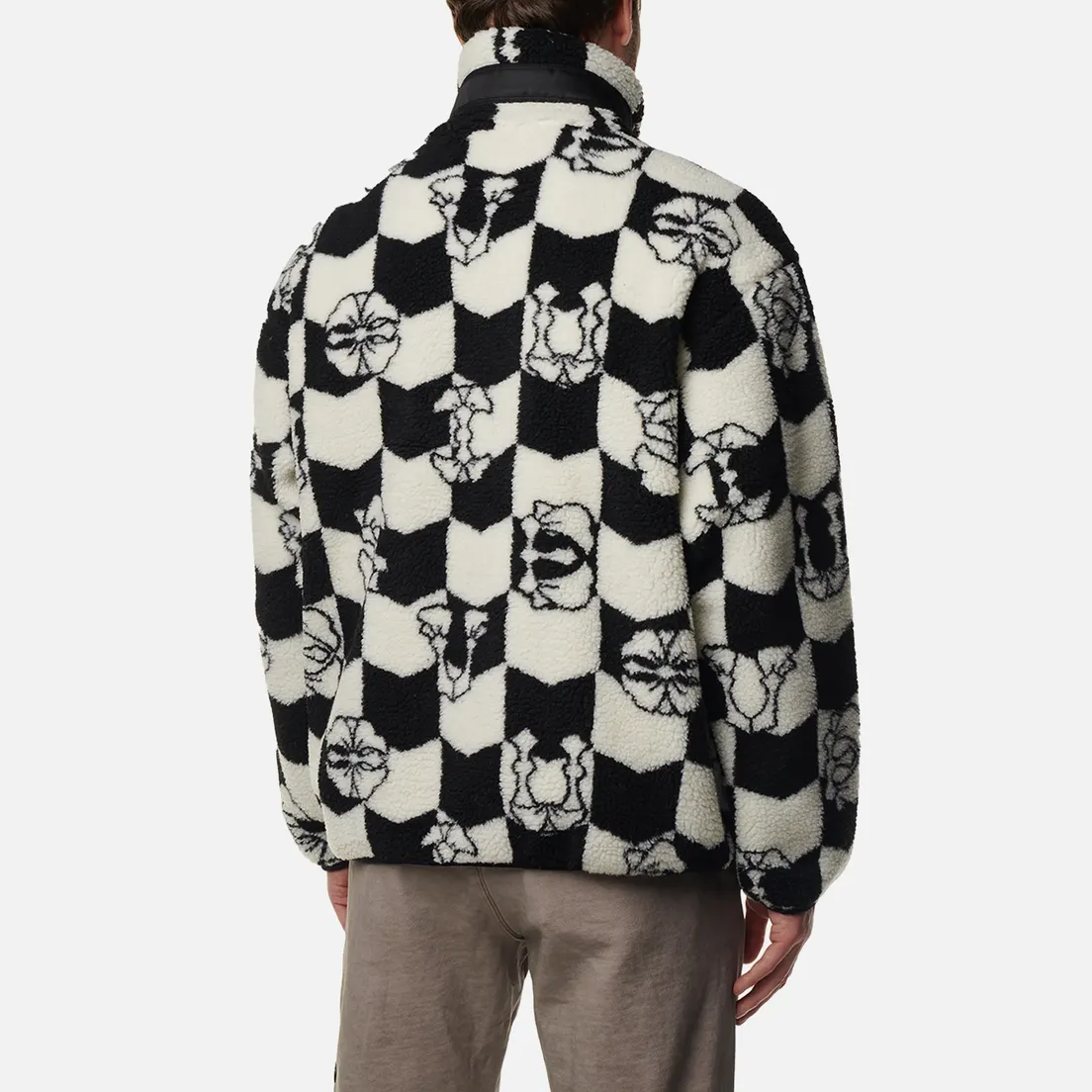 Evisu Мужская флисовая куртка Evergreen Monogram AO Jacquard Zip Up Sherpa