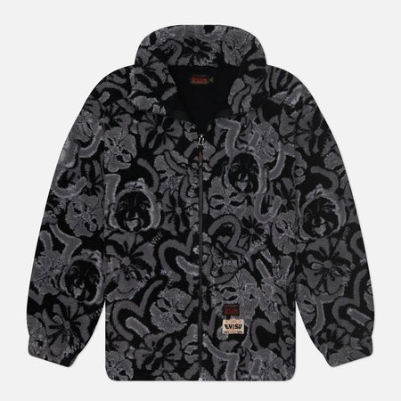 фото Мужская флисовая куртка evisu evisu embroidered godhead & kamon jacquard sherpa, цвет чёрный, размер s