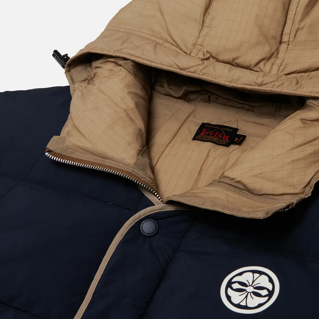 Evisu Мужской пуховик Brush Daicock Print Seagull Quilting Down