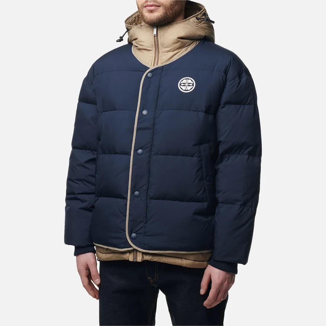 Evisu Мужской пуховик Brush Daicock Print Seagull Quilting Down