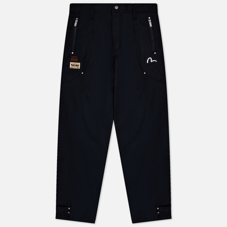 фото Мужские брюки evisu seagull & evisu embroidered daicock patchwork, цвет чёрный, размер 28