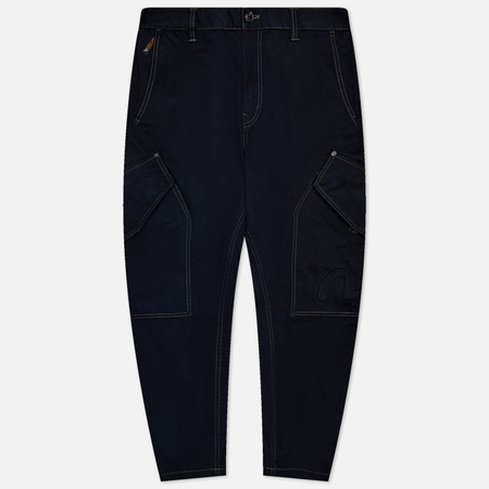 фото Мужские брюки evisu seagull embossed print 3d cropping cargo, цвет чёрный, размер 30