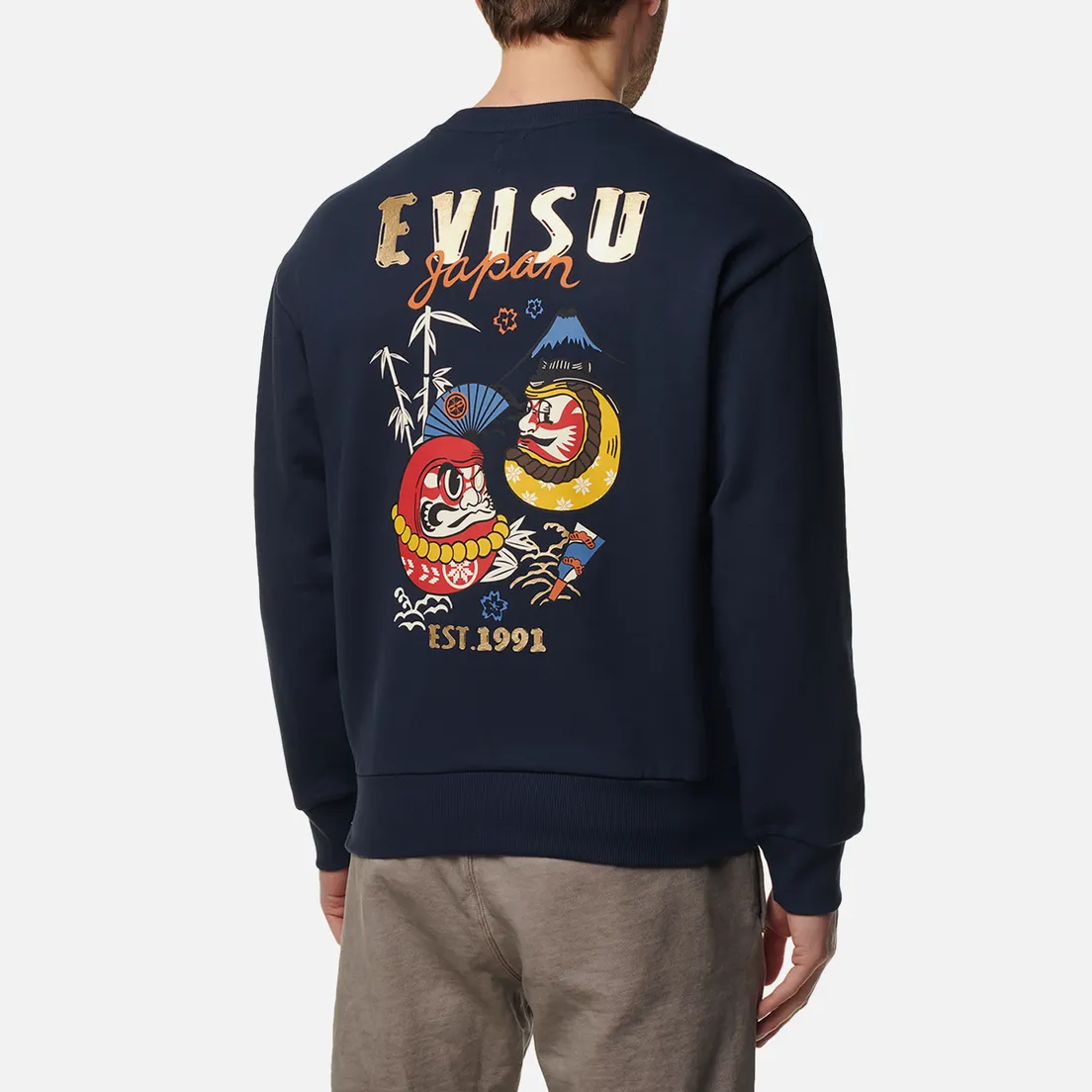 Evisu Мужская толстовка Evergreen Kumadori Daruma Printed