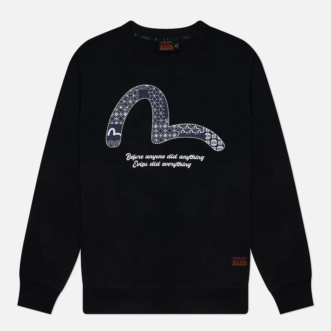Evisu Мужская толстовка 4 Lucky Gods Seagull & Kamon & Evisu Print Crew Neck