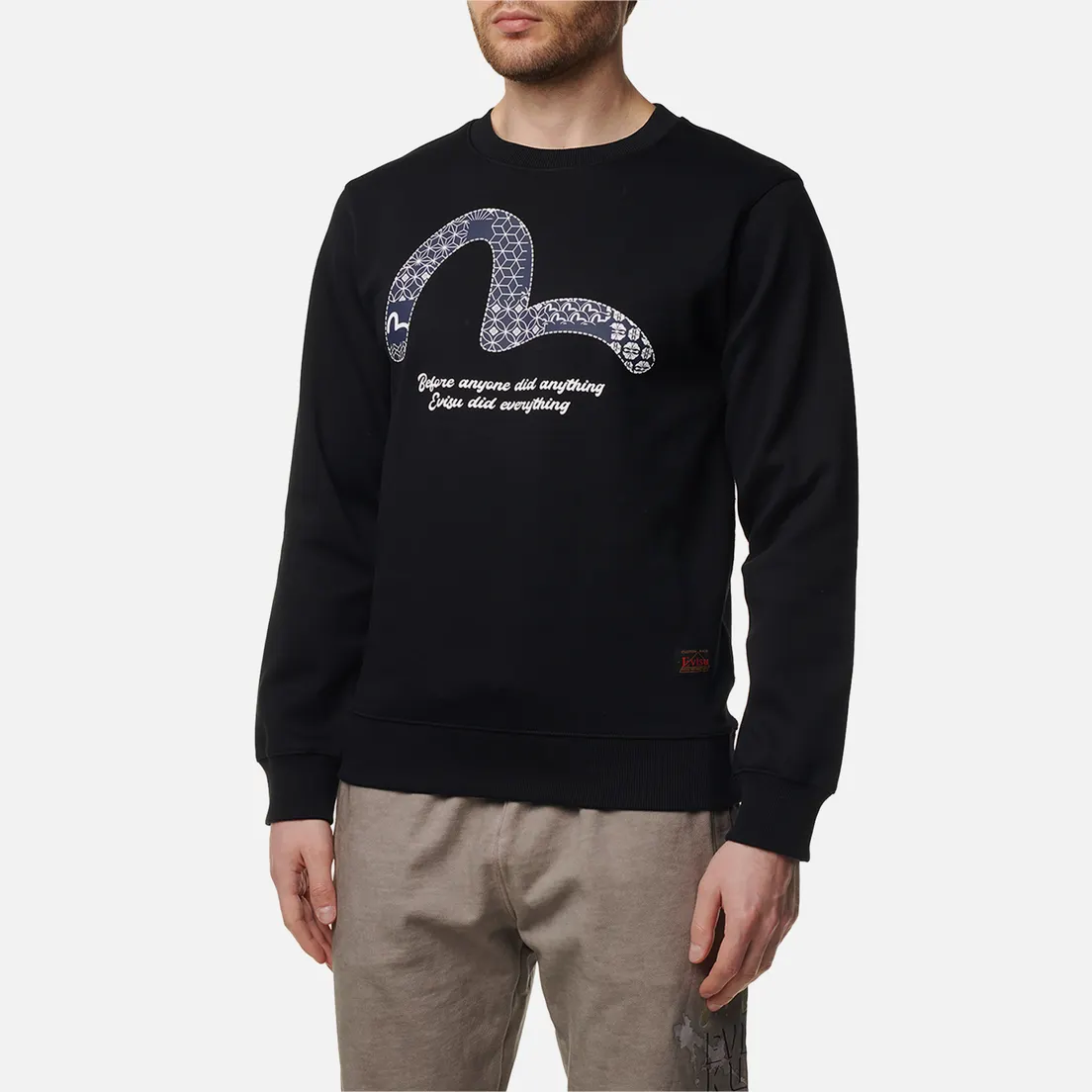 Evisu Мужская толстовка 4 Lucky Gods Seagull & Kamon & Evisu Print Crew Neck