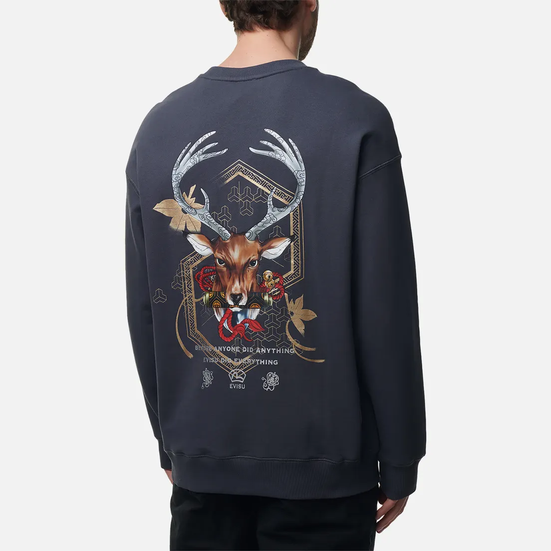 Evisu Мужская толстовка Cloud Evisu Print Deer Head Print