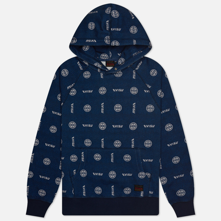 фото Мужская толстовка evisu evisu & kamon aop digital print seagull embroidered hoodie, цвет голубой, размер s