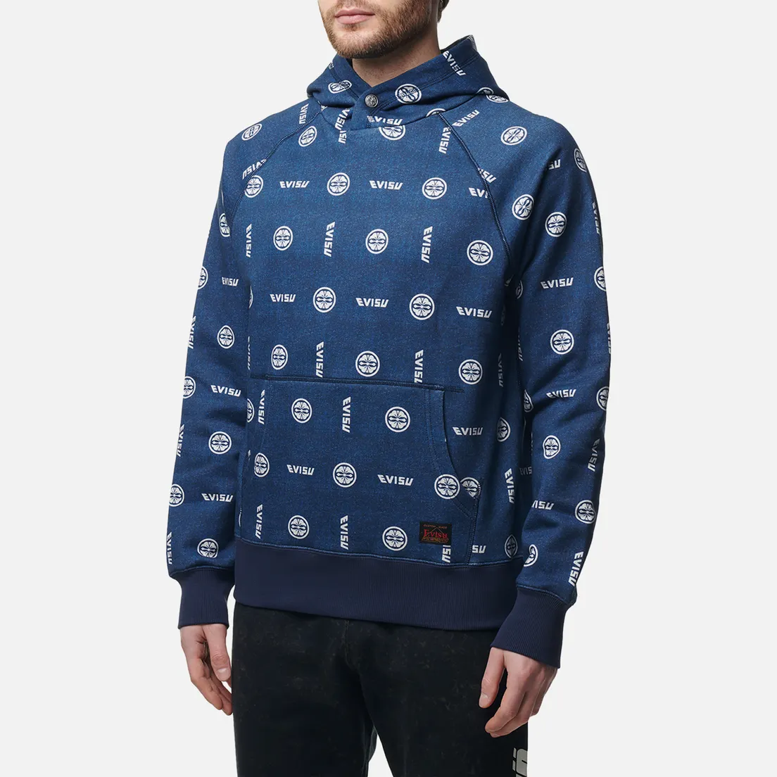 Evisu Мужская толстовка Evisu & Kamon AOP Digital Print Seagull Embroidered Hoodie
