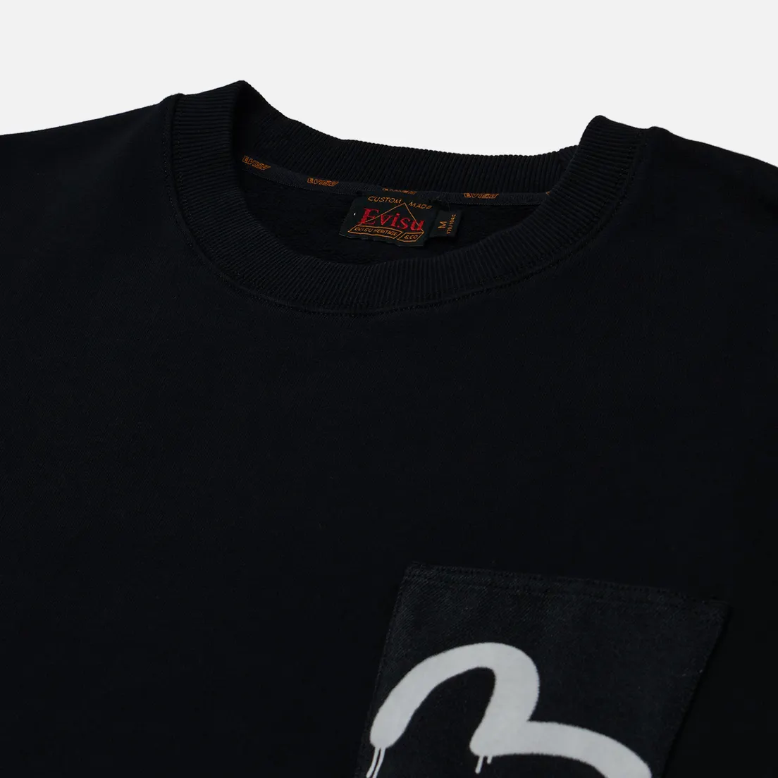 Evisu Мужская толстовка Seagull Print Denim Patchwork Crew Neck