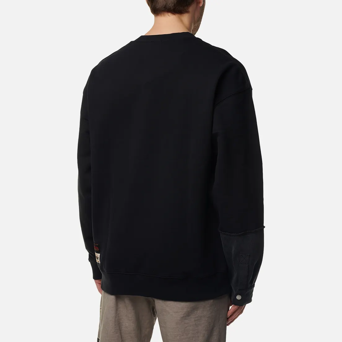 Evisu Мужская толстовка Seagull Print Denim Patchwork Crew Neck