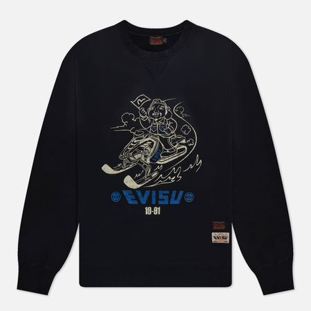 фото Мужская толстовка evisu slalom godhead print gradual crew neck, цвет чёрный, размер s