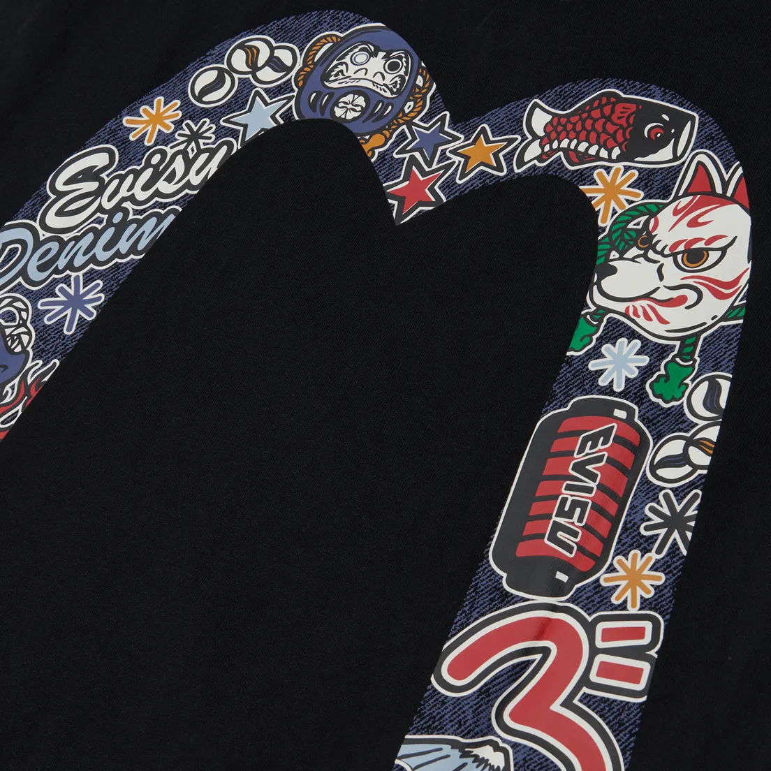 Evisu Мужская футболка Evergreen Hyottoko Festival Daicock Printed