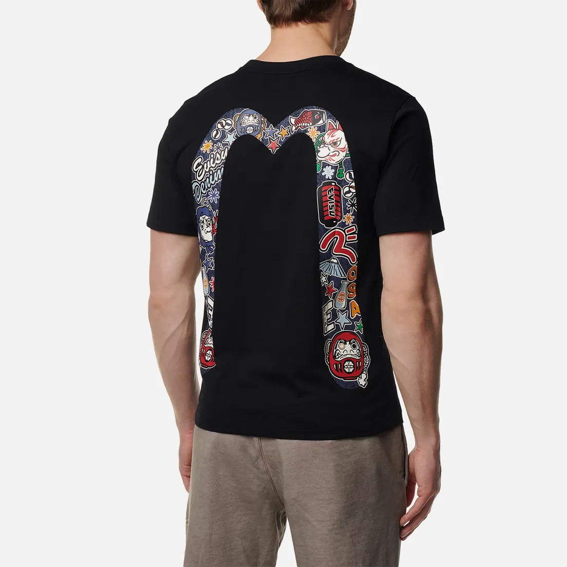 Evisu Мужская футболка Evergreen Hyottoko Festival Daicock Printed