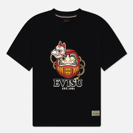 фото Мужская футболка evisu evergreen daruma with inari mask printed, цвет чёрный, размер s