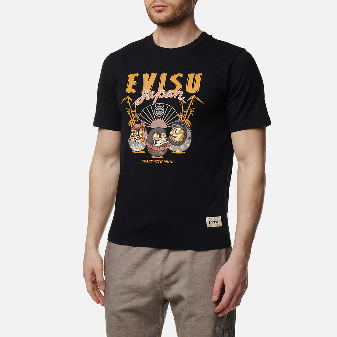 Evisu Мужская футболка Evergreen Kumadori Daruma Tonal Printed