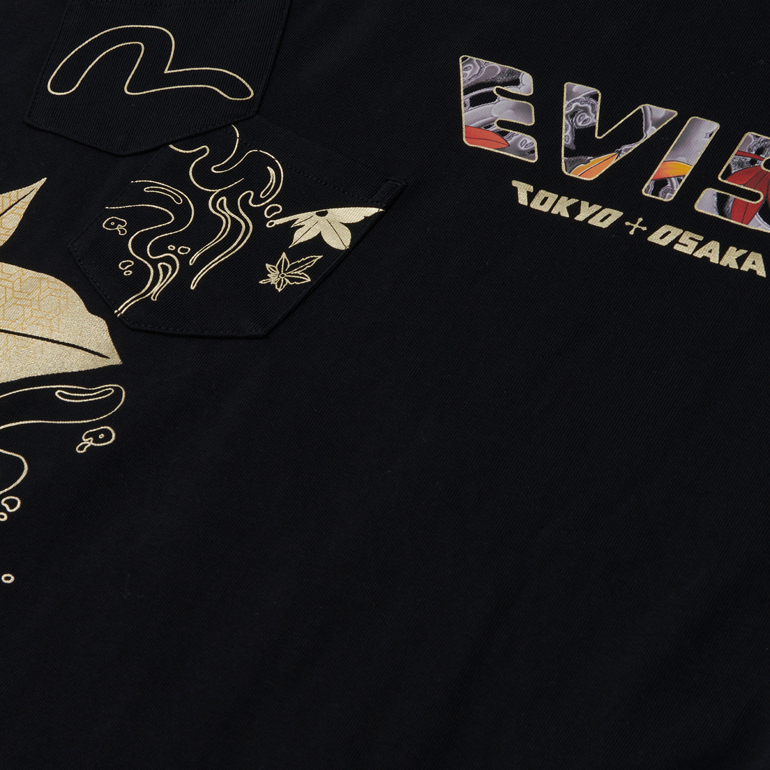 Evisu Мужская футболка Maple Leaf Hot Stamping Foil Evisu & Seagull Print
