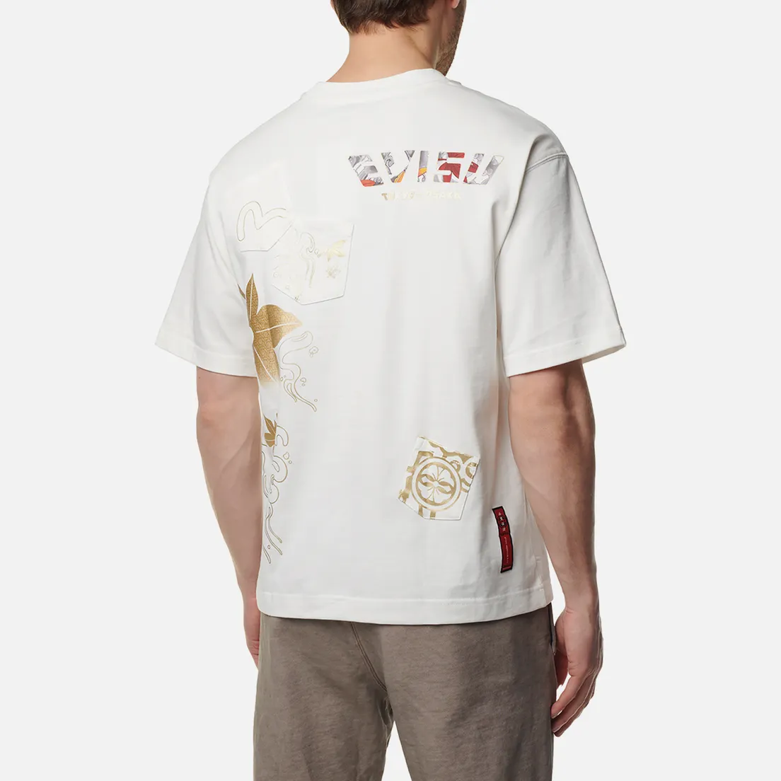 Evisu Мужская футболка Maple Leaf Hot Stamping Foil Evisu & Seagull Print