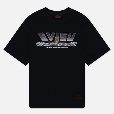 фото Мужская футболка evisu evisu & wave & dragon boat digital print, цвет чёрный, размер s