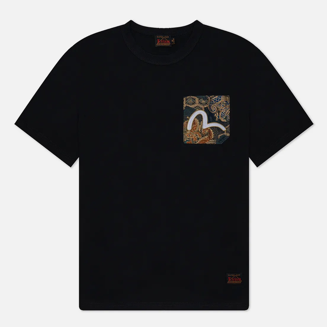 Evisu Мужская футболка Brocade Patch Pocket Seagull Embroidered