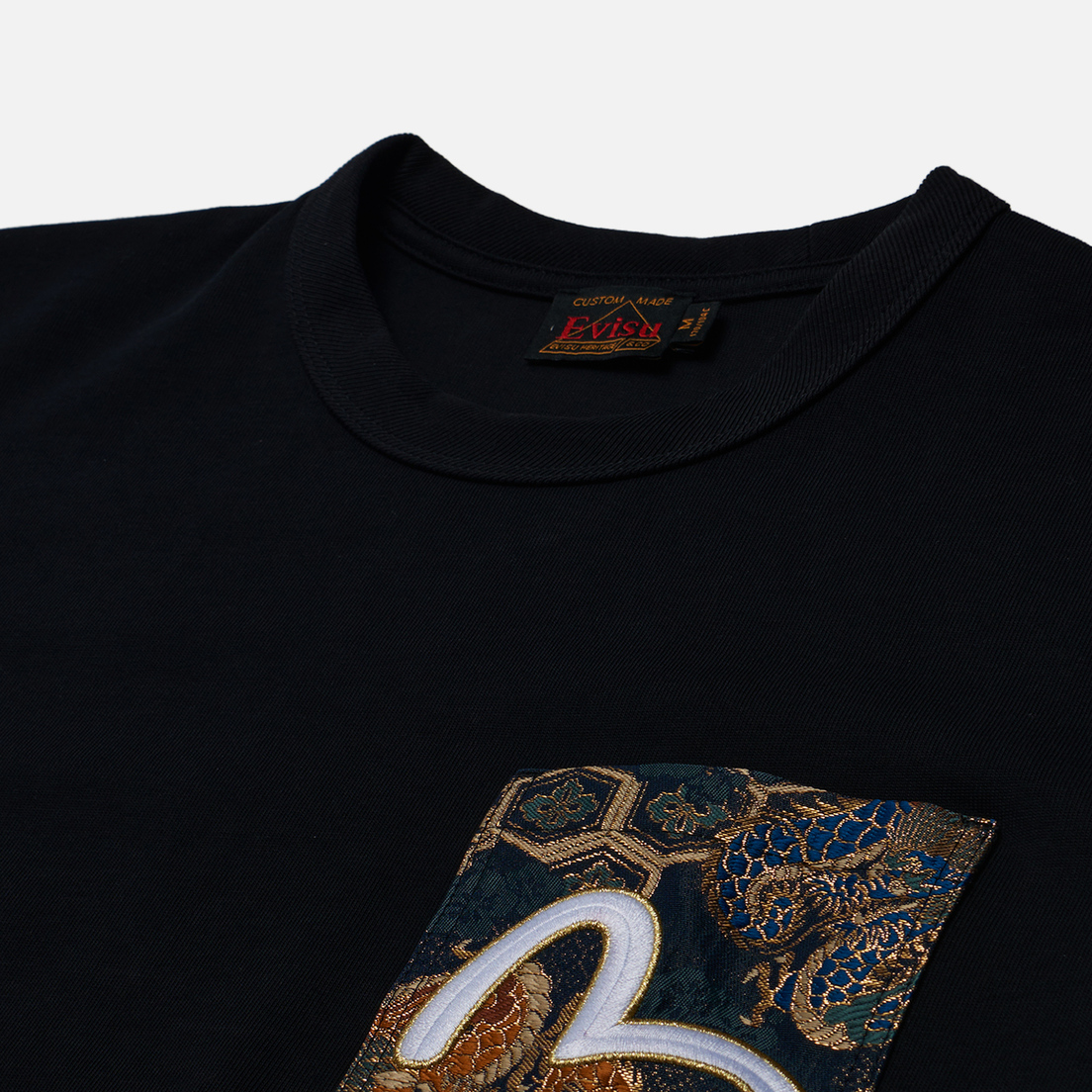 Evisu Мужская футболка Brocade Patch Pocket Seagull Embroidered