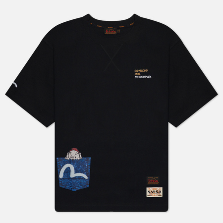 фото Мужская футболка evisu seagull & godhead print slalom, цвет чёрный, размер s