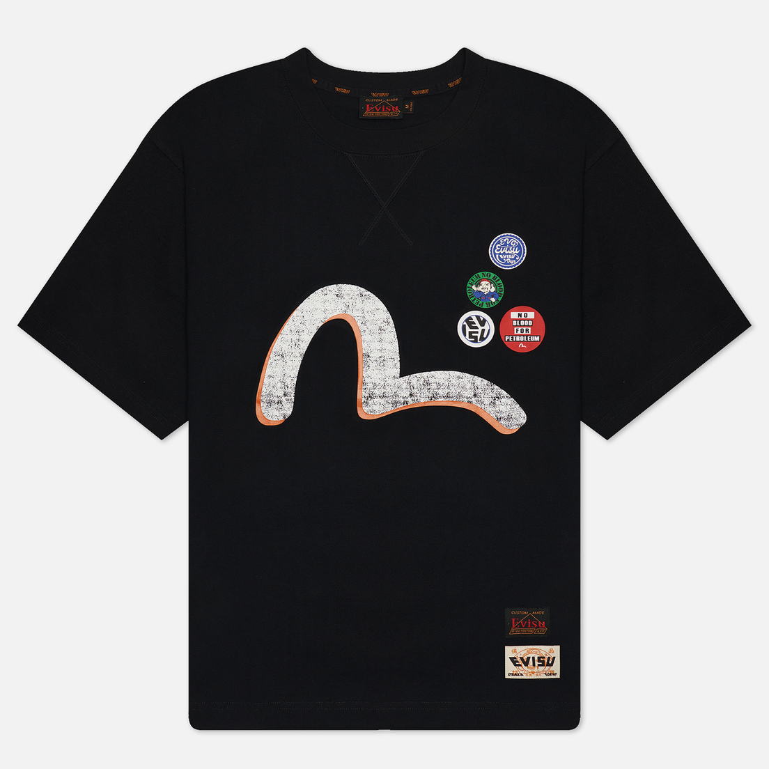 Evisu Мужская футболка Seagull & Slogan Misty Print Multi Logo Badges
