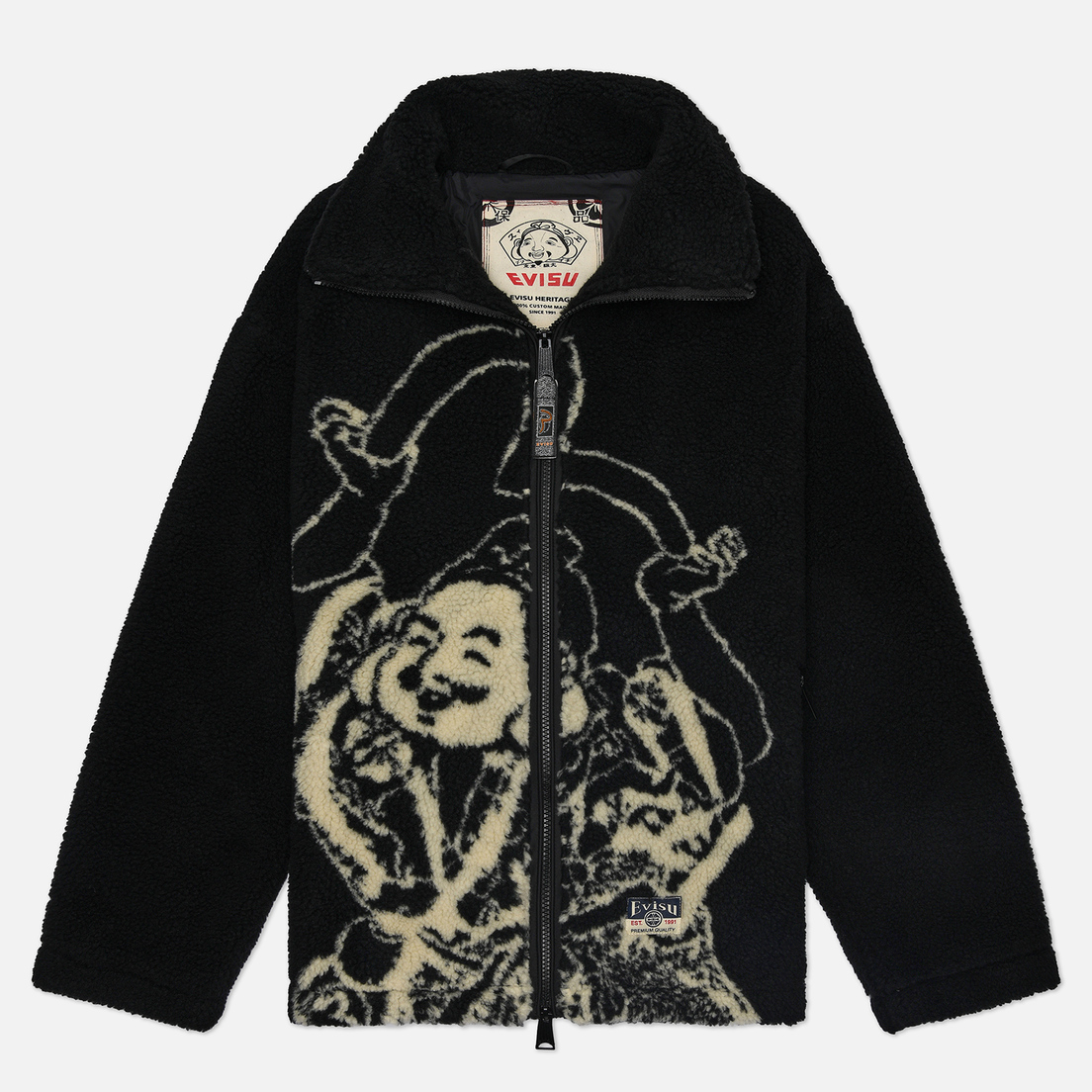 Evisu Мужская флисовая куртка Heritage God Head Jacquard Sherpa