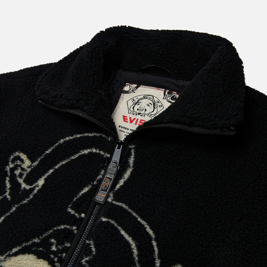 Evisu Мужская флисовая куртка Heritage God Head Jacquard Sherpa