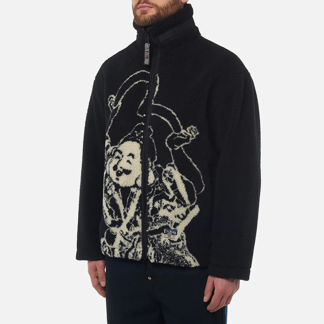 Evisu Мужская флисовая куртка Heritage God Head Jacquard Sherpa