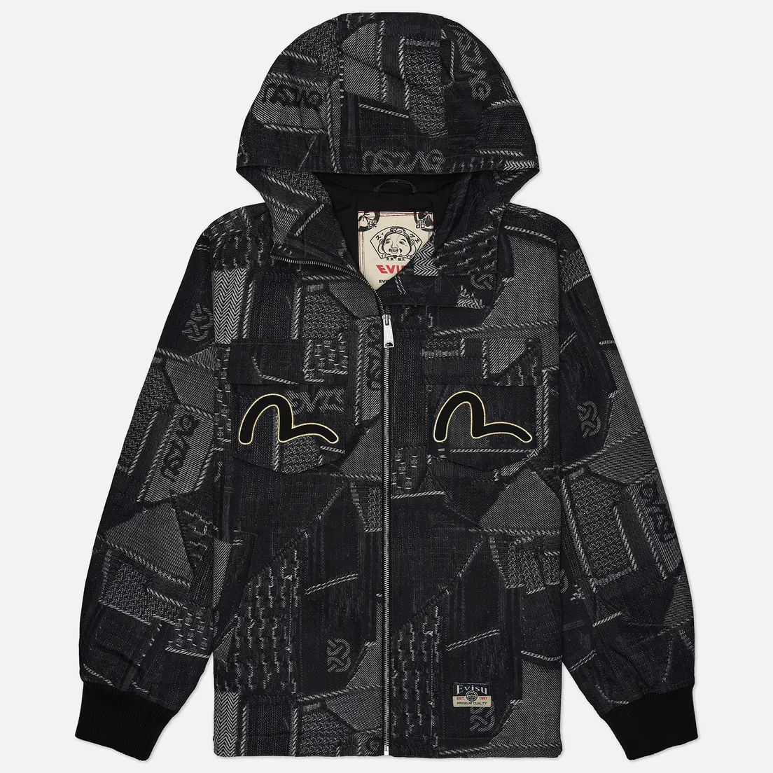 Evisu Мужская куртка ветровка Heritage Replicate Denim All Over Print