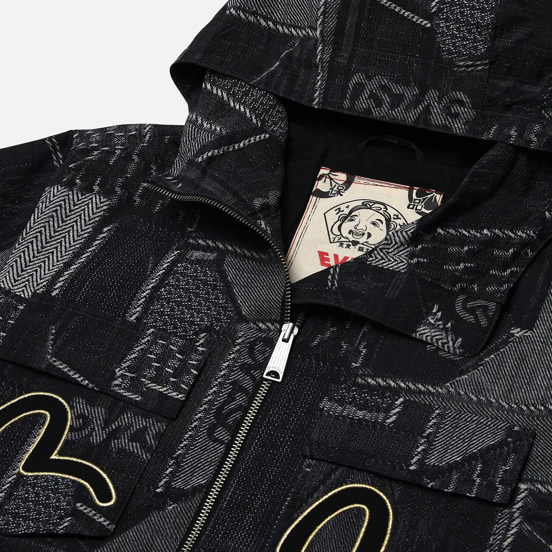 Evisu Мужская куртка ветровка Heritage Replicate Denim All Over Print