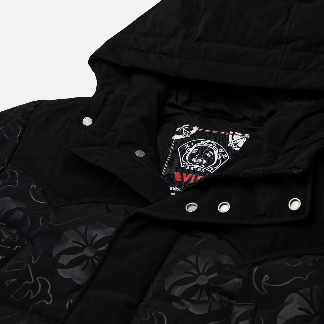 Evisu Мужской пуховик Heritage Heat Seal All Over Print Down With Logo Applique