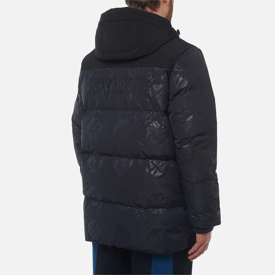 Evisu Мужской пуховик Heritage Heat Seal All Over Print Down With Logo Applique