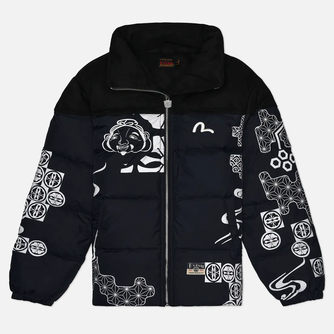 Evisu Мужской пуховик Heritage Logos Embroidery All Over Print Down