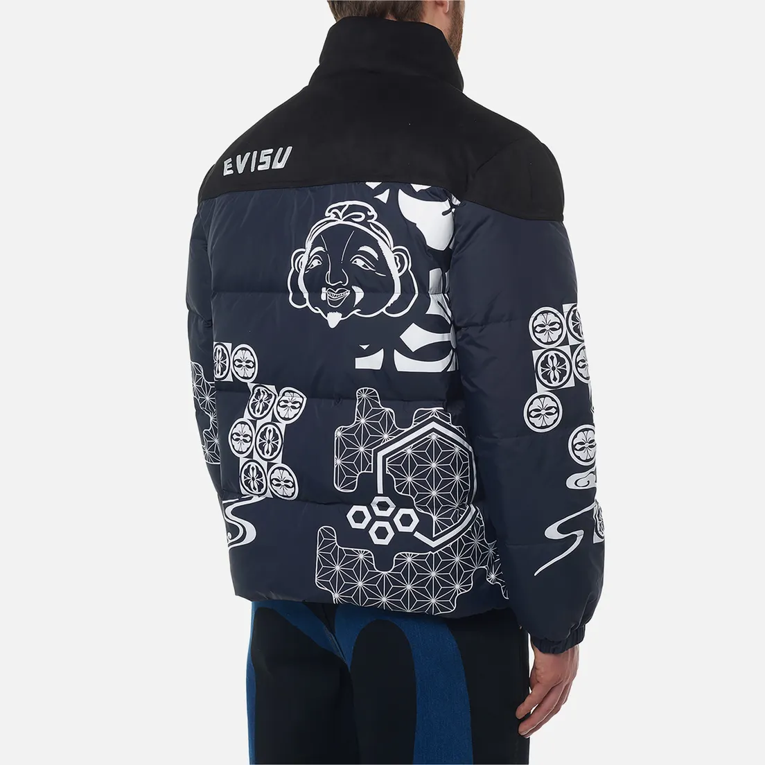 Evisu Мужской пуховик Heritage Logos Embroidery All Over Print Down